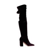 Pre-owned Velvet boots Aquazzura Pre-owned , Purple , Dames