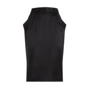 Zwarte Zijden Midi Rok Saint Laurent , Black , Dames