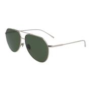 Groene Lens Zilveren Frame Zonnebril Lacoste , Gray , Heren
