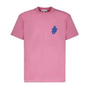 Roze Katoenen T-shirt met Anker Patch JW Anderson , Pink , Heren