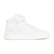 Witte Leren Sneakers Ronde Neus Saint Laurent , White , Heren