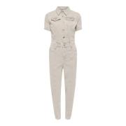 Denim Jumpsuit Ecru Beige Only , Beige , Dames