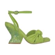 Rhinestone Curved Heel Sandal Alma EN Pena , Green , Dames