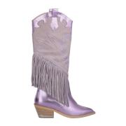 Fonkelende Fringed Cowboy Boot Alma EN Pena , Purple , Dames