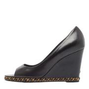 Pre-owned Leather heels Chanel Vintage , Black , Dames