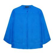 Koreaanse Kraag Linnen Damesblouse Elena Mirò , Blue , Dames