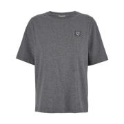 Grijze T-shirt met Fox Head Patch Maison Kitsuné , Gray , Dames