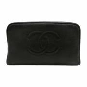 Pre-owned Leather clutches Chanel Vintage , Black , Dames