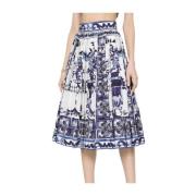 Witte Katoenen Rok met Maiolica Print Dolce & Gabbana , Multicolor , D...