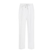 Neutrale Linnen Broek Rechte Pijp Brunello Cucinelli , White , Dames