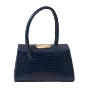 Lizard-Embossed Leather Handbag Little Liffner , Blue , Dames