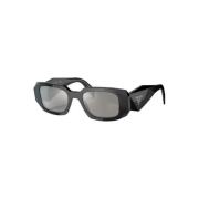 Geometrische Tempel Zonnebril Prada , Black , Dames