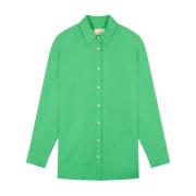 Kleurrijke Katoen-Poplin Oversized Shirt Loulou Studio , Green , Dames