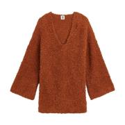 Wide-Sleeve Alpaca Sweater By Herenne Birger , Red , Dames