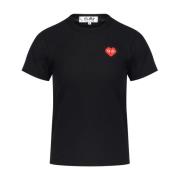 Zwarte Hart Patch Katoenen T-Shirt Comme des Garçons Play , Black , Da...