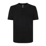 Serafino Heren 3-Knoop T-Shirt Sun68 , Black , Heren