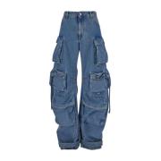 Cargo High Waist Denim Jeans The Attico , Blue , Dames