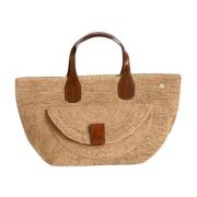 Handgemaakte Gehaakte Raffia Tote Tas Ibeliv , Beige , Dames