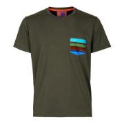 Italiaans Katoenen T-shirt met Multicolor Strepen Gallo , Multicolor ,...