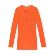 Oranje Merino Wol Blouse Ganni , Orange , Dames