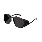 Zwarte Leren Spoiler Zonnebril Saint Laurent , Black , Unisex