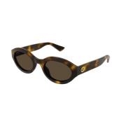 Stijlvolle Havana zonnebril met bruine lenzen Gucci , Brown , Dames