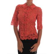 Korte Mouw Bloemen Kant Vest Blouse Dolce & Gabbana , Orange , Dames