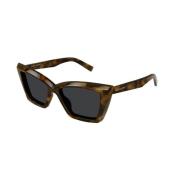 Klassieke Havana Zwarte Zonnebril Saint Laurent , Brown , Dames