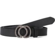 Zwarte Leren Riem met Metalen Gesp Legend , Black , Dames