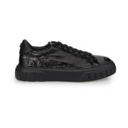 Zwarte Pailletten Platform Sneakers Casadei , Black , Dames
