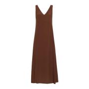 Zijden en Acetaat Slip Jurk Momoni , Brown , Dames