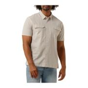 Seersucker Shortsleeve Shirt Met Borstzakken Pure Path , Beige , Heren