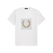 Gestreept Laurel Wreath Jersey Shirt Fred Perry , White , Heren