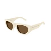 Ivory Brown Zonnebril Am0450S Alexander McQueen , Beige , Heren