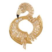 Messing en kristallen flamingo broche Balmain , Yellow , Dames