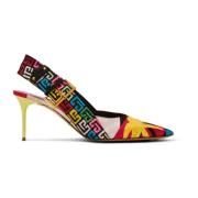 Hakken Ruby slingbacks in bedrukte satijn Balmain , Multicolor , Dames