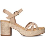 Studded Leather Sandals in Nude Stefano Lauran , Beige , Dames