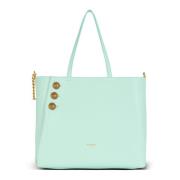 Emblème tote bag van generfd kalfsleer Balmain , Blue , Dames