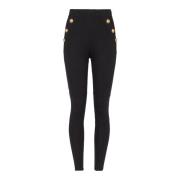 Jersey legging met 6 knopen Balmain , Black , Dames