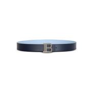 Tweekleurig omkeerbaar kalfsleren B-Riem Balmain , Blue , Heren