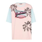 Losse Miami bedrukte T-shirt Balmain , Multicolor , Heren