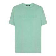 Losse T-shirt met vintage borduurwerk Balmain , Green , Heren