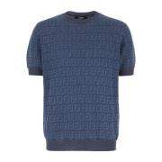 Casual Katoenen T-Shirt Fendi , Blue , Heren
