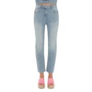 Klassieke Straight Fit Denim Jeans Moschino , Blue , Dames