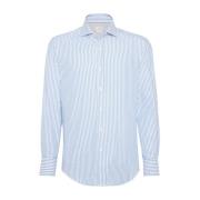 Stijlvolle Casual Overhemden voor Mannen Brunello Cucinelli , White , ...