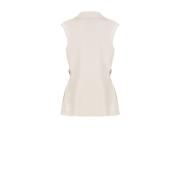 Mouwloze V-hals vest in gekreukte stof Rinascimento , White , Dames