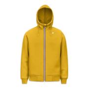 Gele hoodie met voorlogo rits K-Way , Yellow , Heren