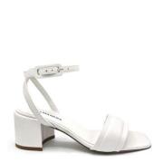 Witte leren sandaal met verstelbare enkelband Halmanera , White , Dame...