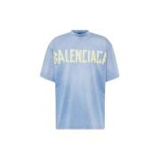 Vintage Oversize Tee Shirt Unisex Balenciaga , Blue , Heren