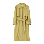 Donkerbruine Vegan Leren Trenchcoat LOW Classic , Yellow , Dames